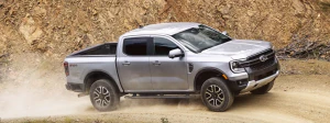 2024 Ford Ranger driving down a trail